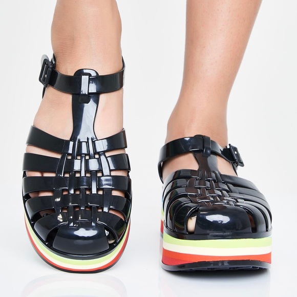 Melissa Shoes Melissa Black Platform Jelly Sandals Dolls Kill 8